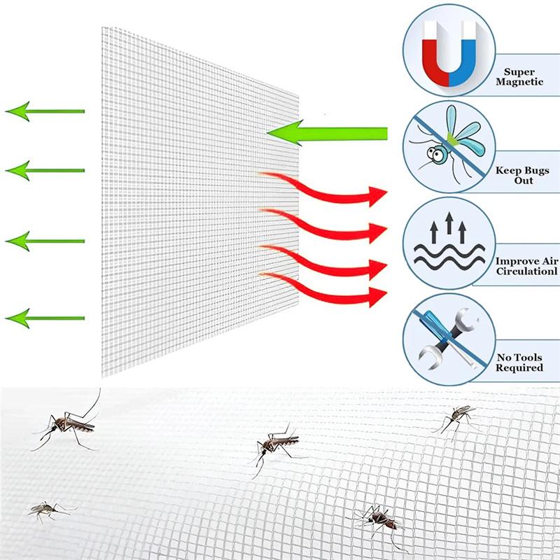 Летняя самоклеящаяся сетка для окон, защита от комаров, защита от летающих насекомых, невидимые сетчатые шторы, съемная магнитная сетка для окон