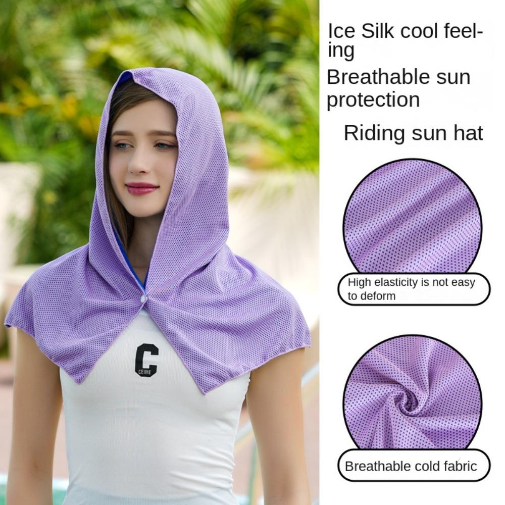 Solid Color Sunscreen Shawl Towel Cycling Cap Elastic Outdoor Sun Hat Sports