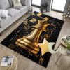 Golden Chess King On Black Office Rug Chair Mat, Game Carpet, Suitable for Front Door, Bedroom, Living Room, Desk, Holiday Gift