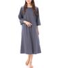 ON NISHIKI Maternity Dress with Nursing Cotton Jersey Long Suitable for or Loungewear Opening, 3/4 Sleeves, 100% Knit, Skin-Friendly, Length, Nursing,