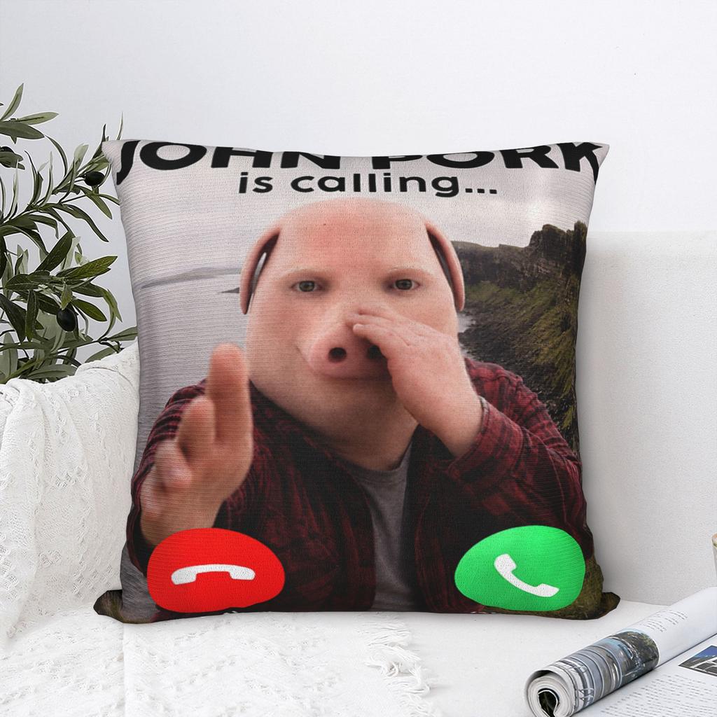 Funny John Pork is Calling Scuba Dance Brainrot Meme Pillow Case Retro Pillow Cover Soft Pillowcases For Sofa Car Home Decor