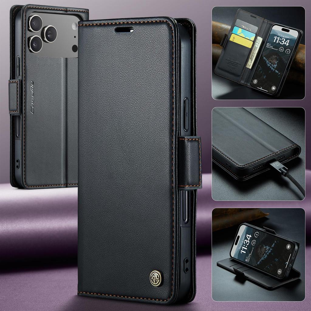 CaseMe-023 Flip Leather Case For iPhone 17 Pro Max Luxury Magnetic Wallet Card Slots Cover Stand Protectives Skins Shell