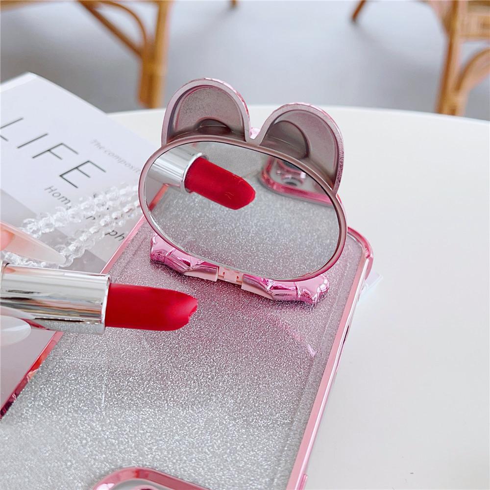 Glitter Shockproof Phone Case For Motorola Moto G10 G20 G30 G84 G54 G82 5G G52 G71S Mirror Rabbit Stand Crystal Chain Soft Cover