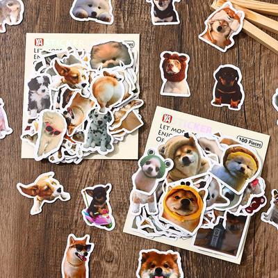 100 милых и реалистичных наклеек с щенками: Водонепроницаемые украшения для чашек и рабочих столов