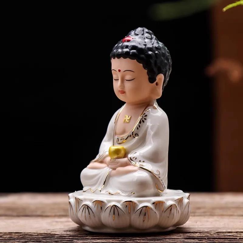 Керамическая статуя Будды Домашние подношения гуаньинь бодхисаттва Будда Шакьямуни Статуя Будды короля Тибета