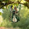 Window Hanging Decorations Stained Glass Style Skeleton Fairy Suncatcher, Acrylic Decorative Ornament with Butterfly Wings Ornaments for Living