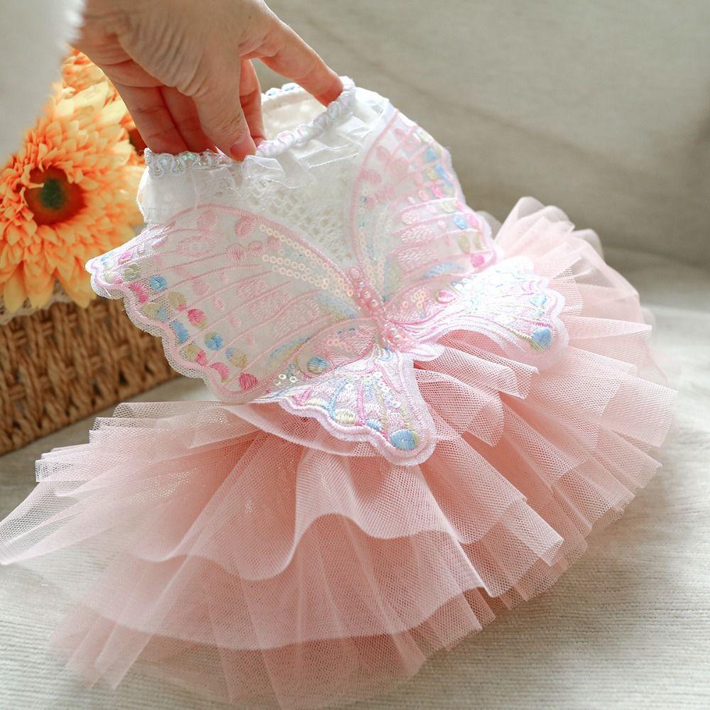 Кружевное шифоновое платье для собак Одежда для домашних животных Платье феи для домашних животных Платье принцессы для собак маленьких и средних размеров