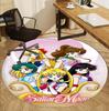 Sailor Moon Pattern Round Rug, Indoor/Outdoor Mat, for Picnic, Gameroom, Bedroom, Office, Living Room, Home Decor Carpet, Birthday Gift
