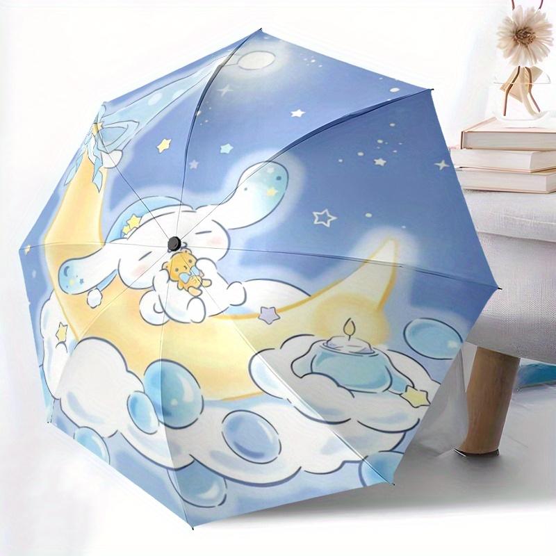 1pc Moon Cinnamoroll Cartoon Umbrella, Portable 3-Fold Compact Umbrella, Suitable for Camping, Hiking and Travel, Ideal Easter Birthday Gift for Famil