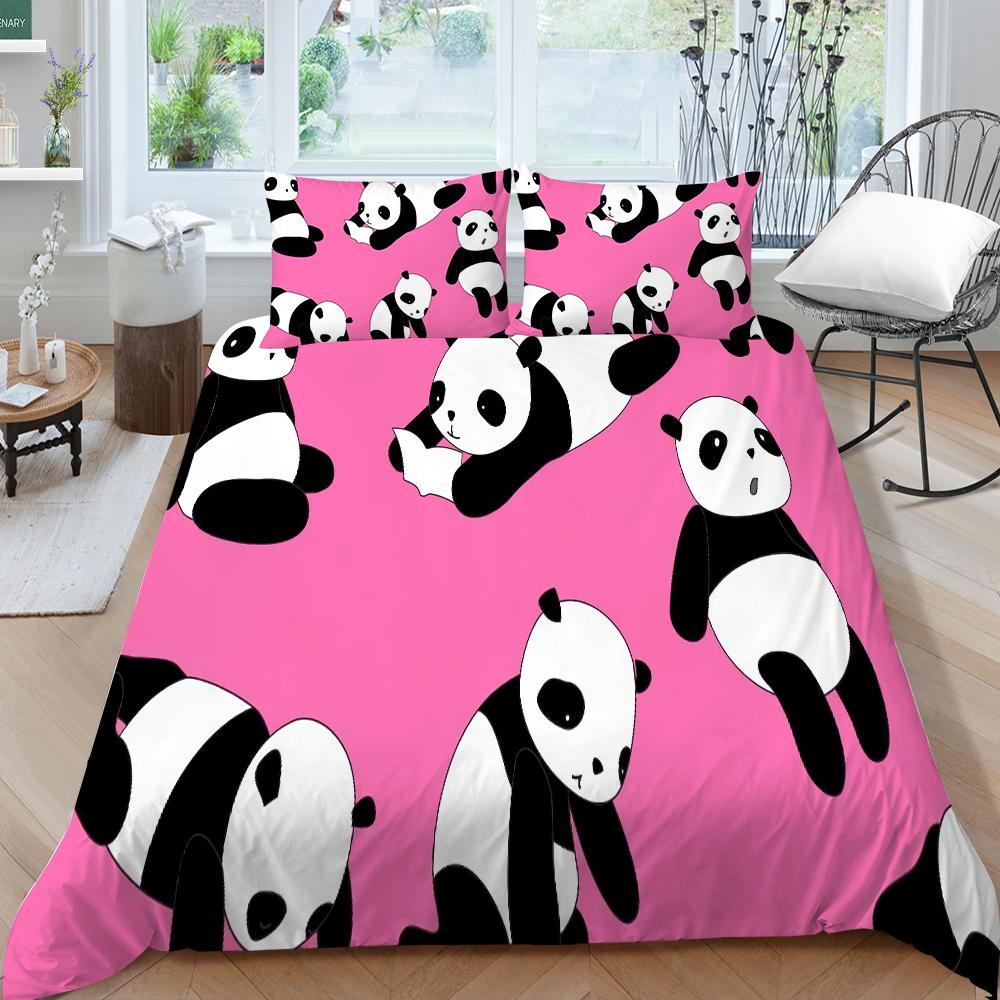 Panda Duvet Cover Queen Size Bedding Bamboo Home Textiles Children Boy Girl with Pillowcase Highend Bedding Cover
