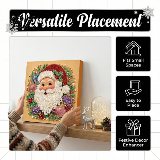 3D Bead Embroidery Sets Christmas Faux Pearl Art Kit, DIY Santa Tree Painting Craft Supplies for Beginners Holiday Wall Decor Kit Adults, Handmade
