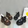 British Style Loafers Women's Muffin Platform Small Leather Shoes Women's 2025 New Retro Black Shoes Women's Shoes Are Versatile