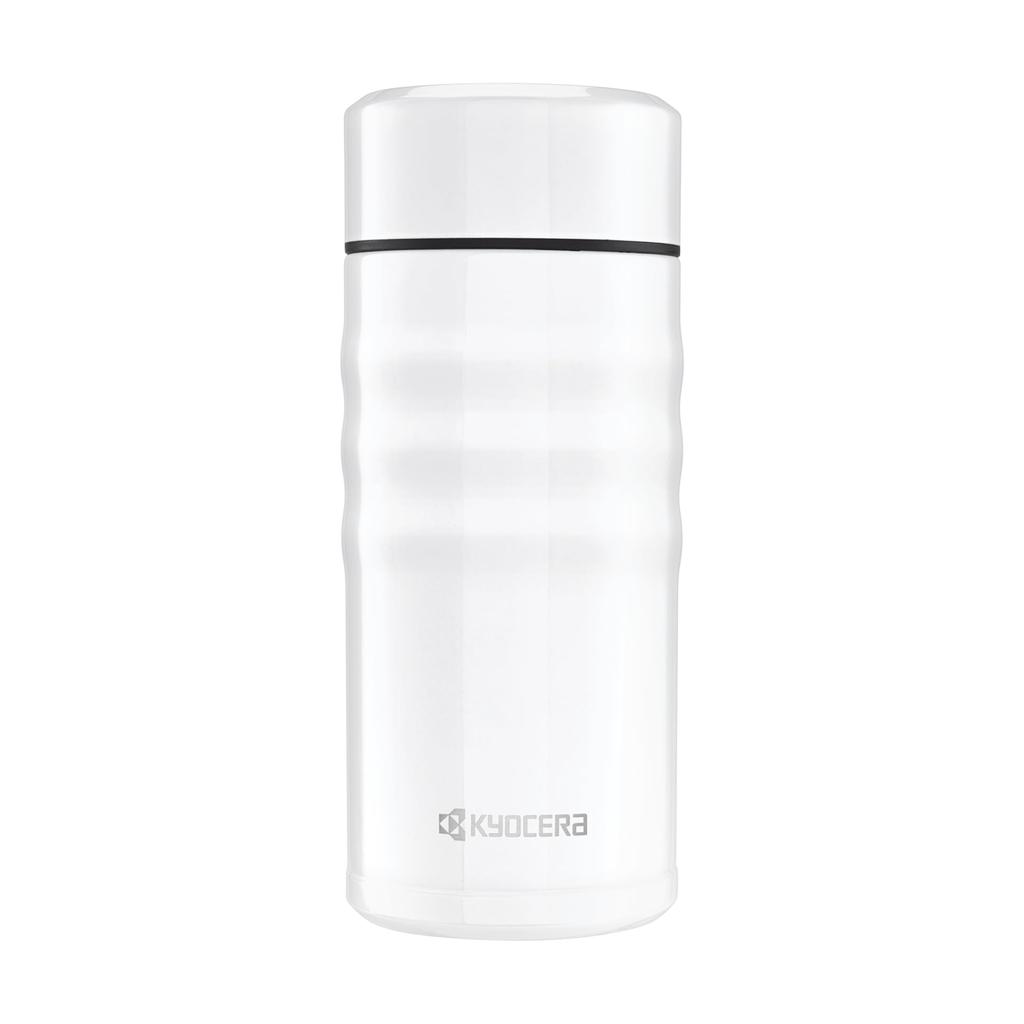 Kyocera Ceramic Coffee Ceramic Vacuum Keeps Drinks Hot or CERAMUG WH Bottle/Mug Bottle, 350ml, Screw-on Type, Interior, Insulated, Cold, (White),
