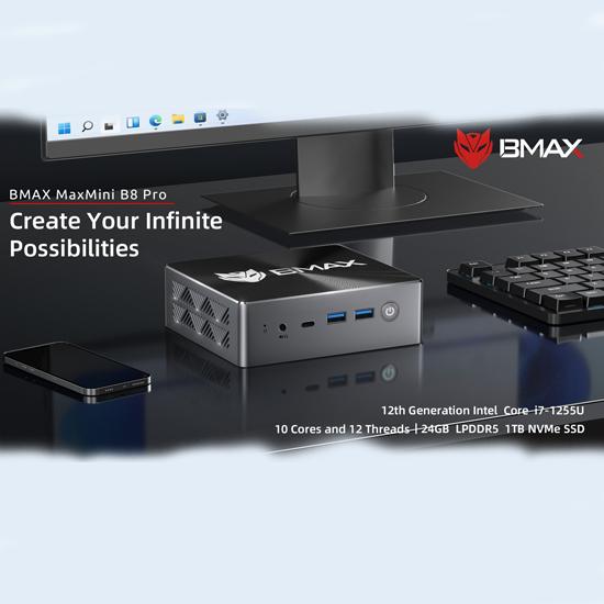 Bmax B8 Pro Mini PC Intel 13-го поколения Core i7 5,0 ГГц 10-ядерный 24 ГБ ОЗУ 1 ТБ SSD Windows 11 WiFi6 BT5.2
