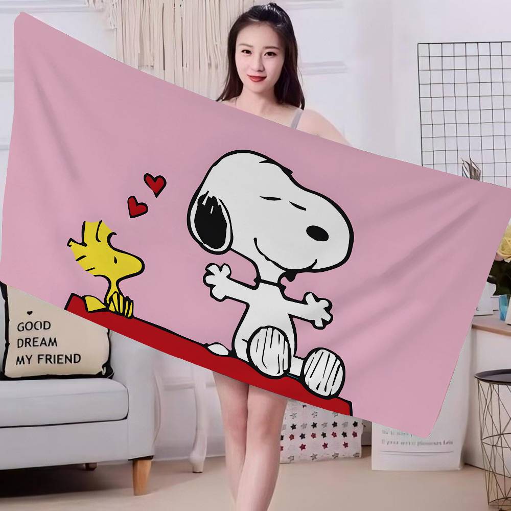Cartoon Snoopy Microfiber Blanket Quick Drying Beach Towels Oversized Printing Super Absorbent Pool Towel Blanket