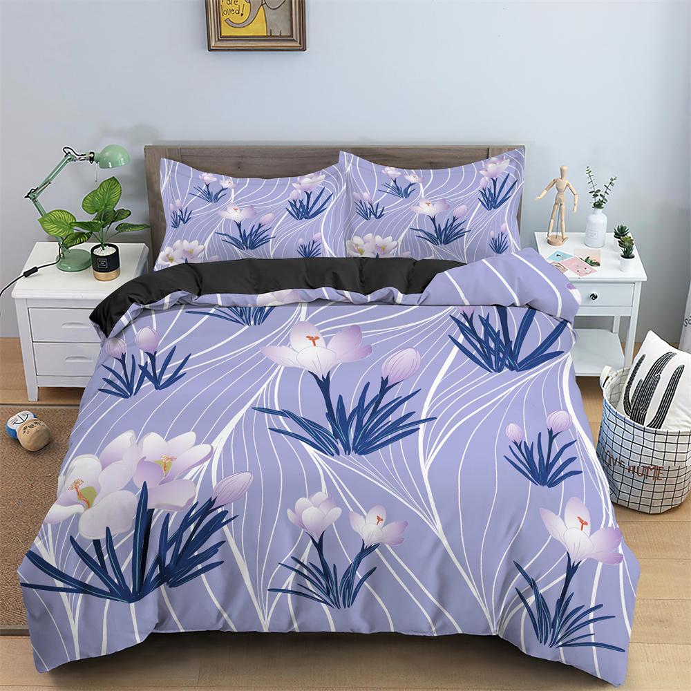 Comforter Watercolor Flowers King Queen Colorful Blooming Floral Bedding Set For Teen Adult Plant 2/3Pcs Polyester