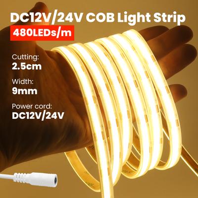 Светодиодная лента COB 480 светодиодов/м Высокой плотности Гибкая FOB COB Светодиодная лента RA90 Теплый Натуральный Холодный Белый IP68 Водонепроницаемая Ленточная лента