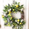 Artificial Lemon Peony Wreath Wall Hanging Decor Door Home Festival Party Decoration