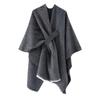 European & American Solid Color Imitation Cashmere Shawl Cape - Women's Autumn/Winter Warm Outerwear Scarf