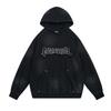 2026 American Streetwear Distressed Hoodie Heavyweight Washed Pullover Sweatshirt Teens Winter