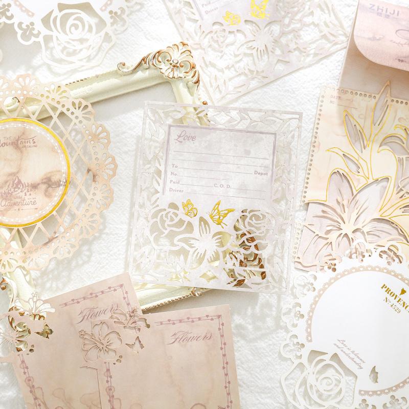 10Pcs Bronzing Hollow Note Paper Vintage Decor Paper For Scrapbooking Diary Card Making