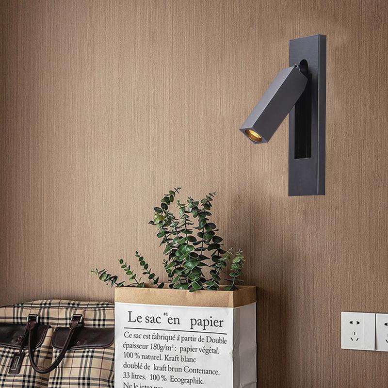 Светодиодный прямоугольный светильник для чтения с регулируемым углом наклона, встроенный в прикроватную лампу