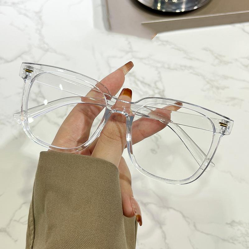 New Retro Trendy Anti-Fashion Blue Light Glasses Mitay Fashionable Square Non-Face Flat Light Frame 2009