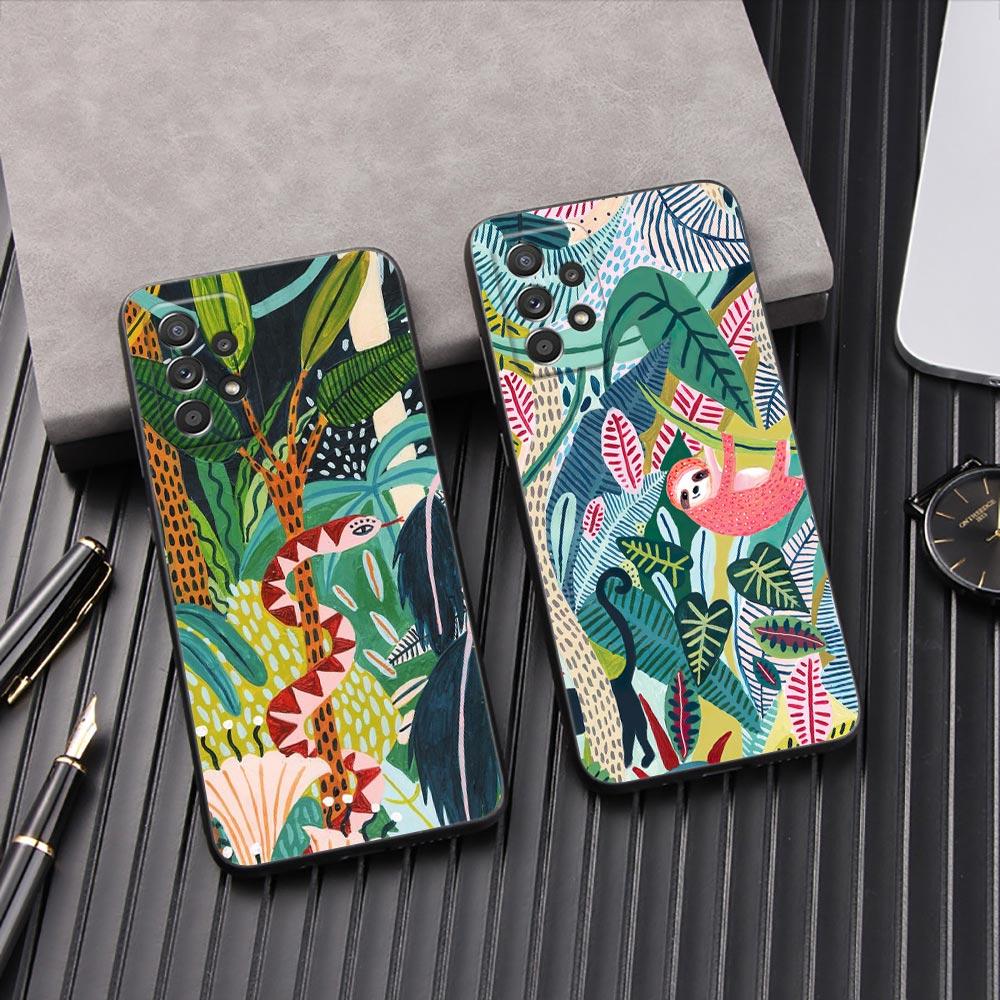 Иллюстрация джунглей Змея Кошки Ленивец Чехол для телефона для Samsung Galaxy A57 A56 A37 A55 A36 A26 A54 A52 A35 A34 A25 A17 A16 A07 Чехол