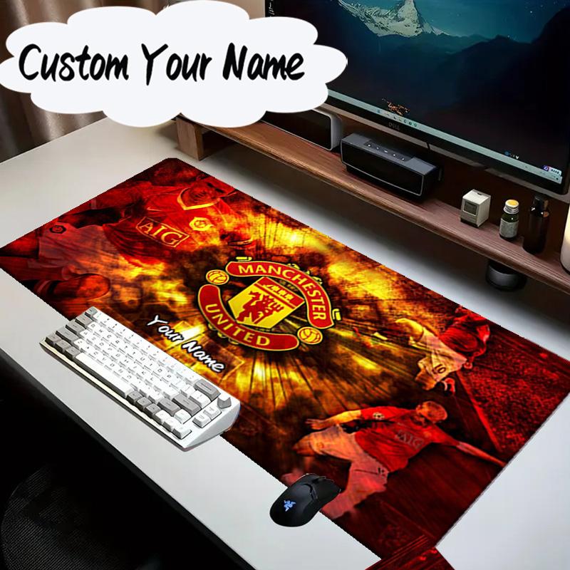 Custom Name Mouse pad Football Manchester Crest Mouse Pad Desk Mat, Non-Slip Rubber Backer Pad For Computer Notebook Gaming Mouse Pad Birthday Gift