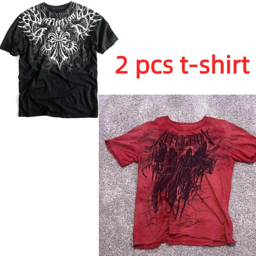 summer Affliction Vintage Tee Oversized Y2K Gothic Streetwear Men's and Women's Retro Rock Men's T-shirt Top