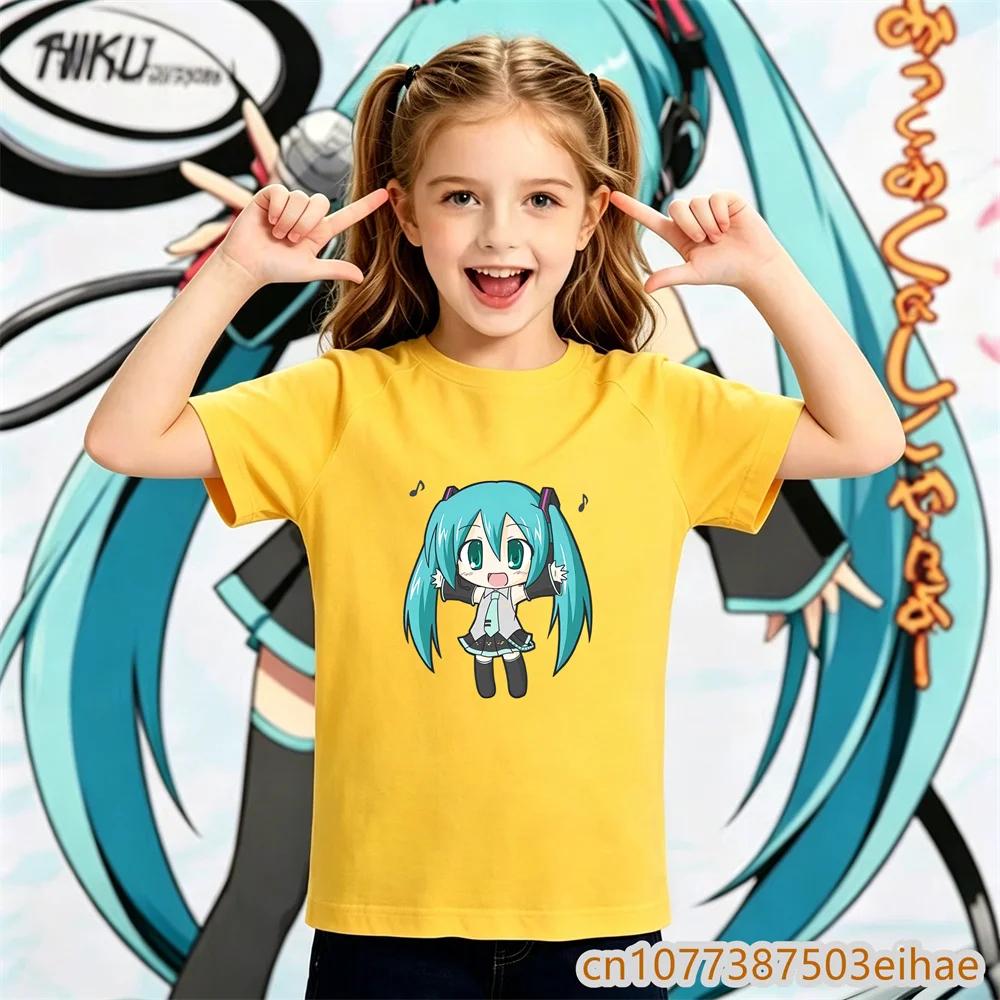 Y2K Retro Graphic Tee Hatsune Miku Pattern 2026 Summer Loose Short Sleeve Unisex Children Sportswear Stylish Wear For Boys Girls