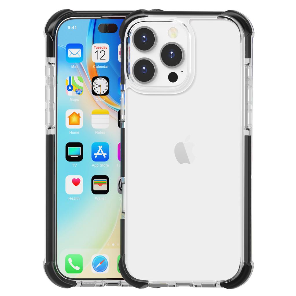 For iPhone 16 Pro Max Clear Mobile Phone Case Shockproof TPU+TPE+PC Phone Cover