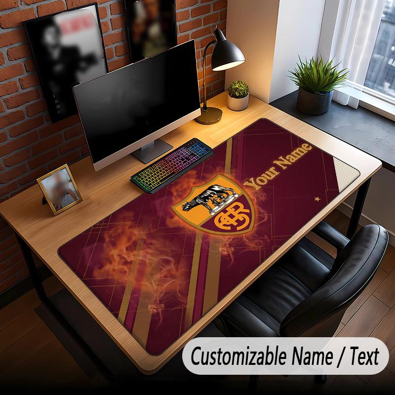 Large Mouse Pad AS Roma FC Print Custom Name Text Desk Mat for Office Gaming