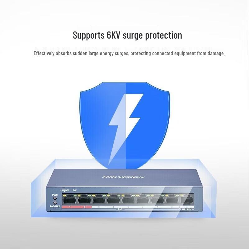 HIKVISION 9-Port Fast Ethernet PoE Switch CN plug (adapter included)