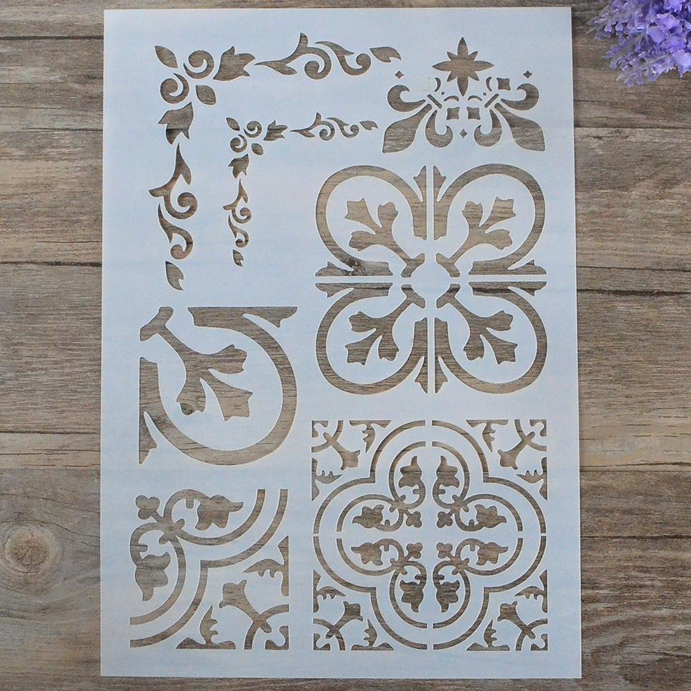 A4 Size Decorative Tile Stencil Template Painting Stencils for DIY Crafts Scrabooking Painting On Wood,Canvas,Floor,Wall and Tile