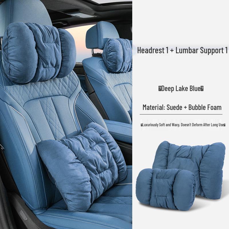 Роскошный зимний замшевый подголовник для автомобиля: Плюшевая подушка для поддержки поясницы и шеи