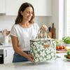 Large Capacity Floral Print Insulated Bag Waterproof Cooler Bag Handheld Food Carrier  Picnic
