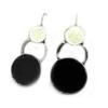 [G8288] - Designer Earrings 'Arlequin' Black Beige Glitter