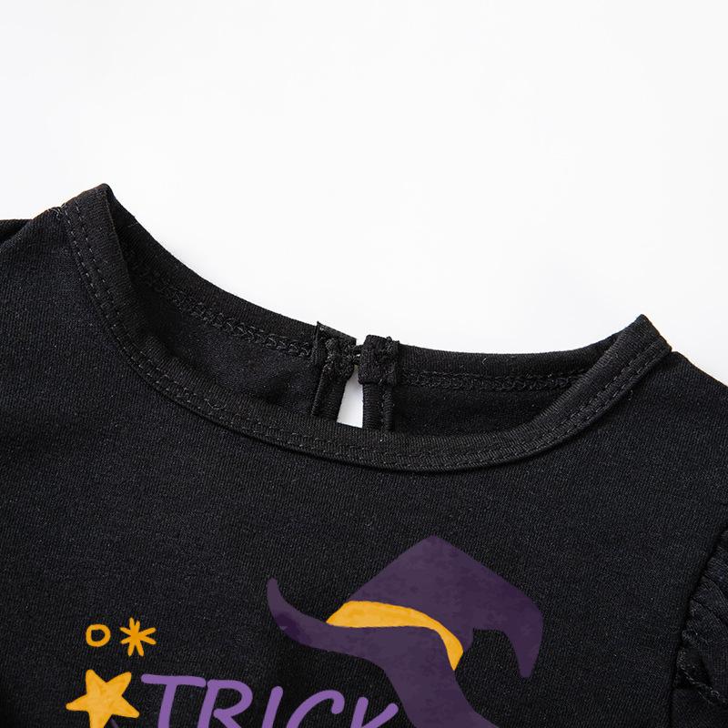 Kids Flying Sleeve Mesh Dress, Girls Halloween Element Long Sleeve Fashion Outfit