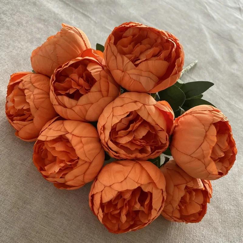 Моделирование 10 букетов пионов из сердцевины для дома, гостиной, обеденного стола, свадебных украшений, искусственных цветов высокого качества