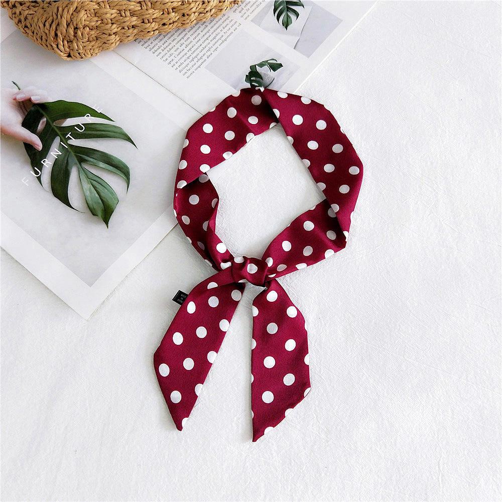 Новые маленькие шарфы в горошек для женщин, весенние стили, модные и универсальные, осенние и зимние, длинные сумки, шарфы для запястья, украшения