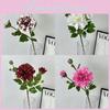 Artificial Flower Wedding 3head 3d Dahlia Silk Fabric Event Photography Decor