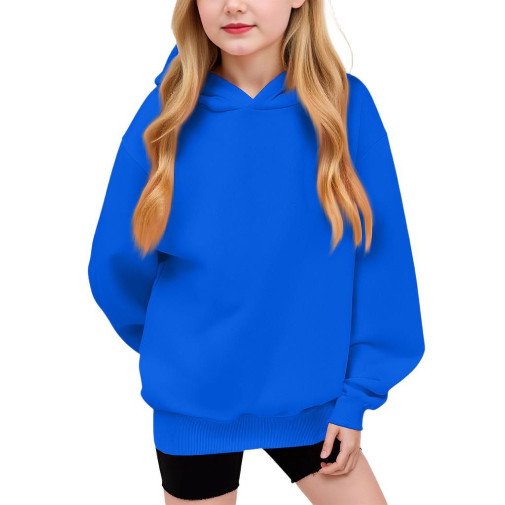 Winter Boy And Girls Solid Color Long Sleeved Hooded Sweatshirt Tops