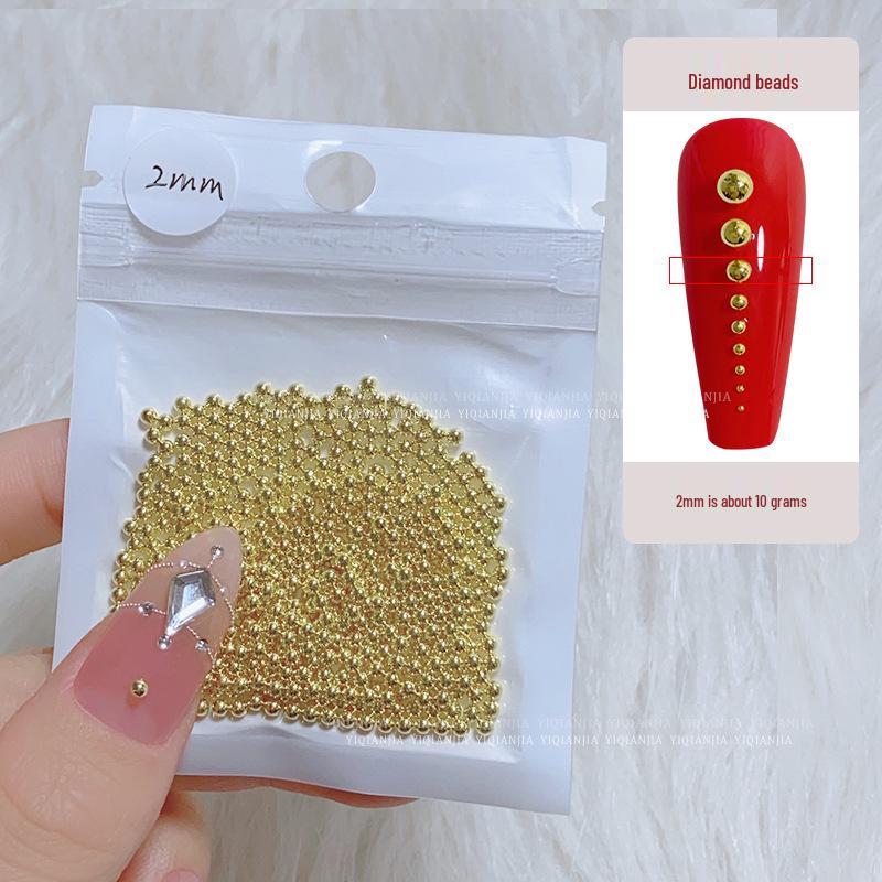 Золотые и Серебряные Стальные Бусины для DIY Маникюра, Мини 0,4 мм, Круглые Бусины Большого и Малого Размеров