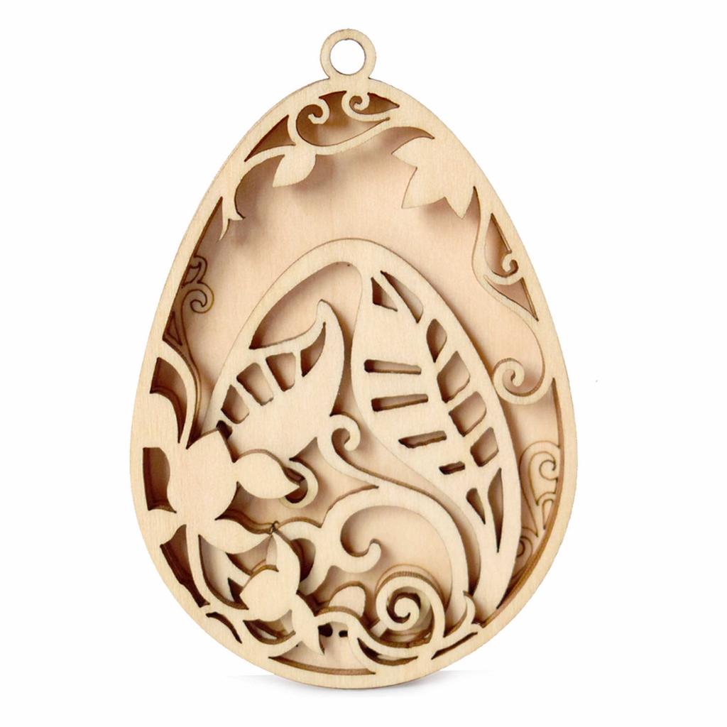 Bunnies Eggs Shape Cutouts Unfinished Wood Slices for Adult Children Painting Hanging Ornament Home Decoration