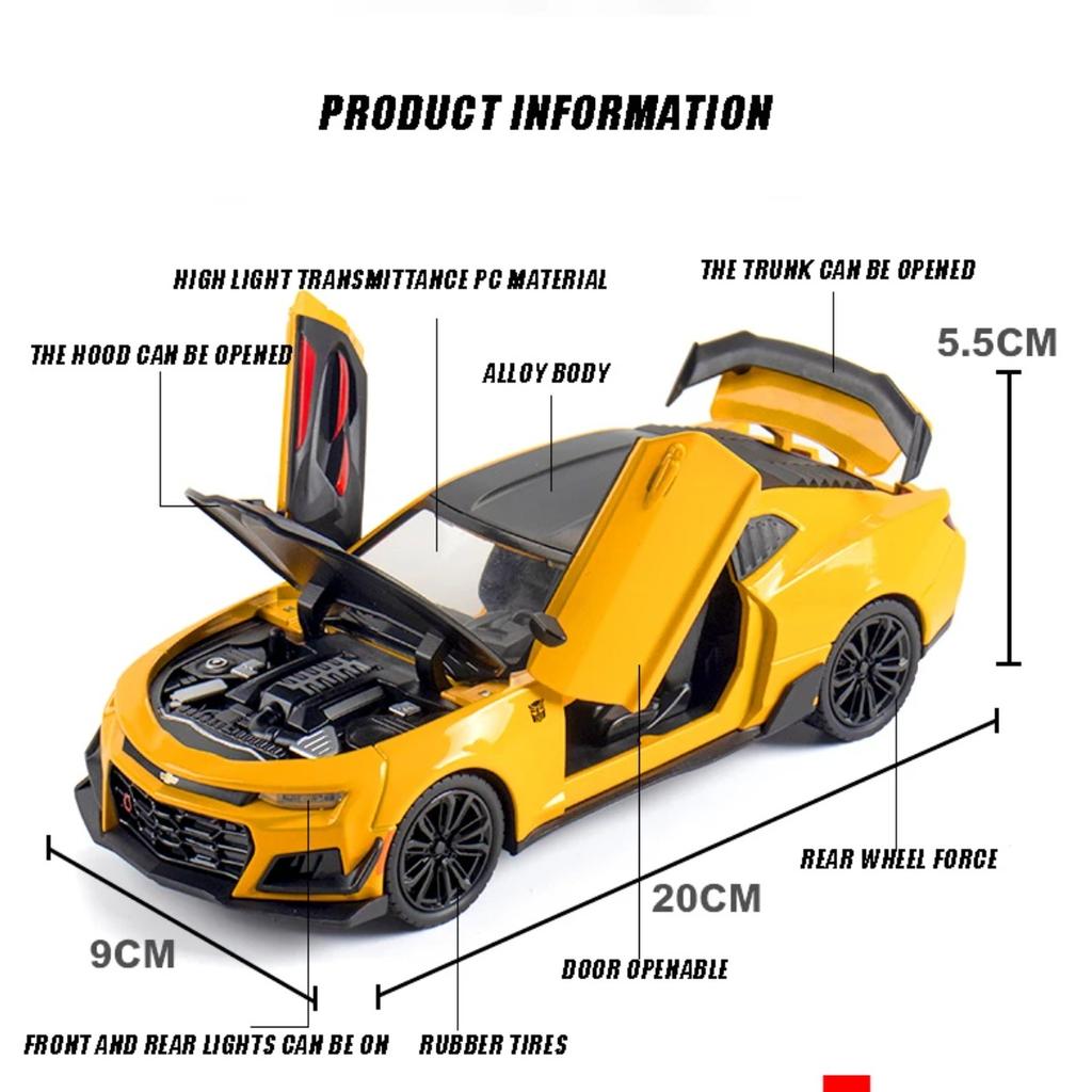 1/24 Scale Chevrolet Camaro Alloy Sports Car Model Diecast Simulation Model Collection Hobbies Decoration Boutique Ornament Gift for Boyfriend