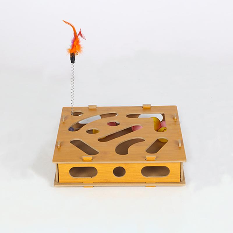 Cat self-entertainment gadget, pet educational digging toy, game maze box, cat teaser stick, track bell ball