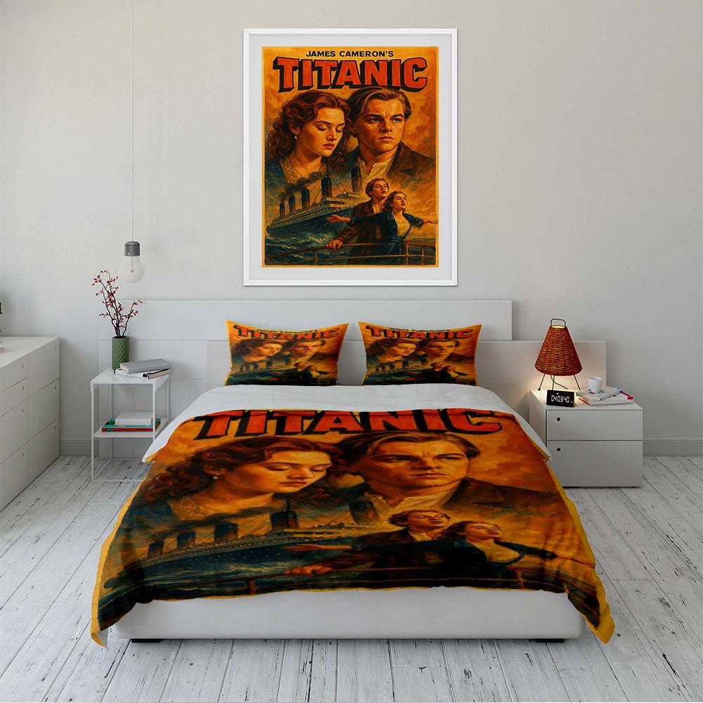 Titanic Movie Bedding Set Bedding set (1 duvet cover, 2 pillowcases, duvet not included)