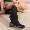 Женские сапоги, модные высококачественные сапоги до колена, женские современные сапоги с кисточками, сексуальные однотонные туфли с острым носком для женщин, Botas De Mujer