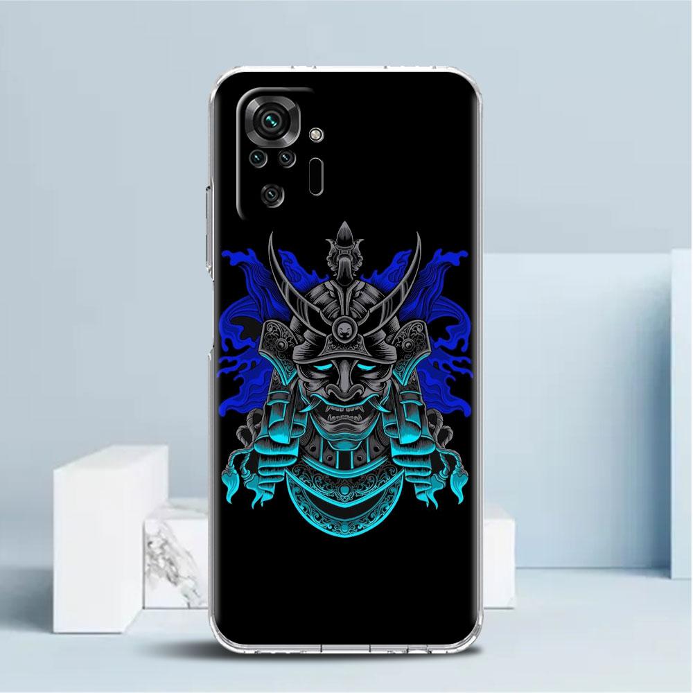 Чехол с маской самурая Они для Xiaomi Redmi Note 11 Pro 10 9 9S 8 8T 7 9A 9C 9T 10 10C K40, прозрачный мягкий чехол из ТПУ